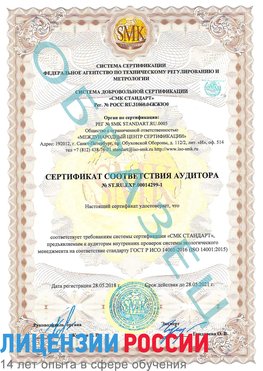 Образец сертификата соответствия аудитора №ST.RU.EXP.00014299-1 Петрозаводск Сертификат ISO 14001